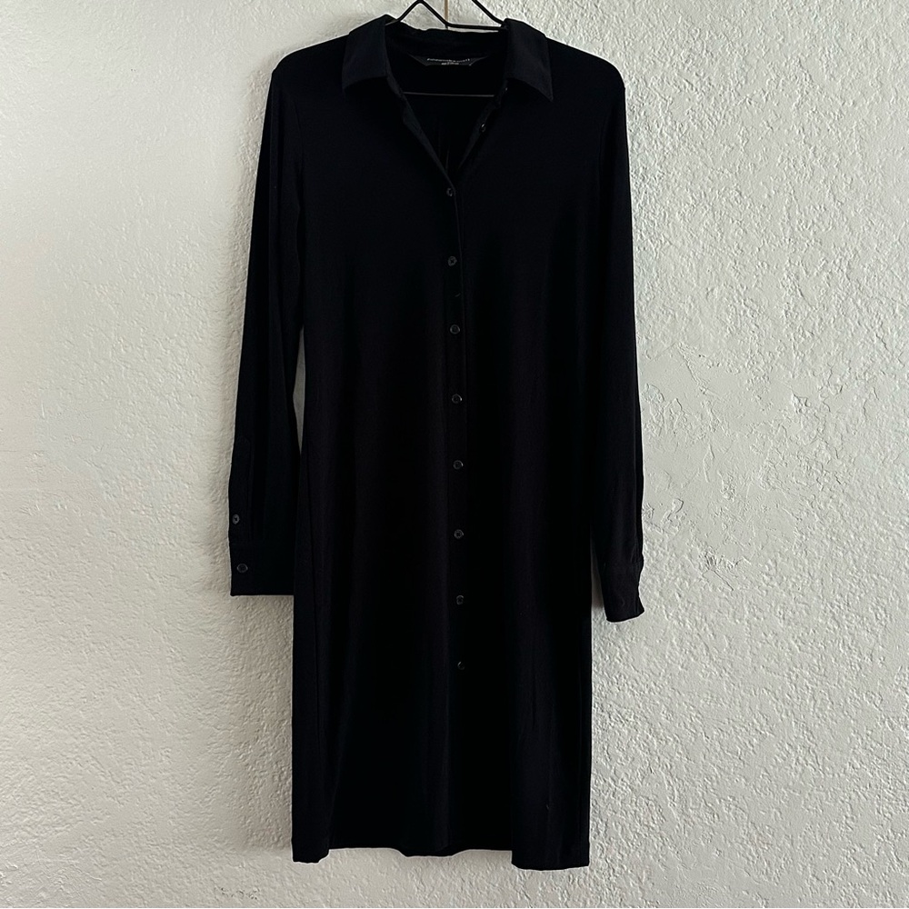 Norma Kamali Black Button-Up Shirt Dress Medium